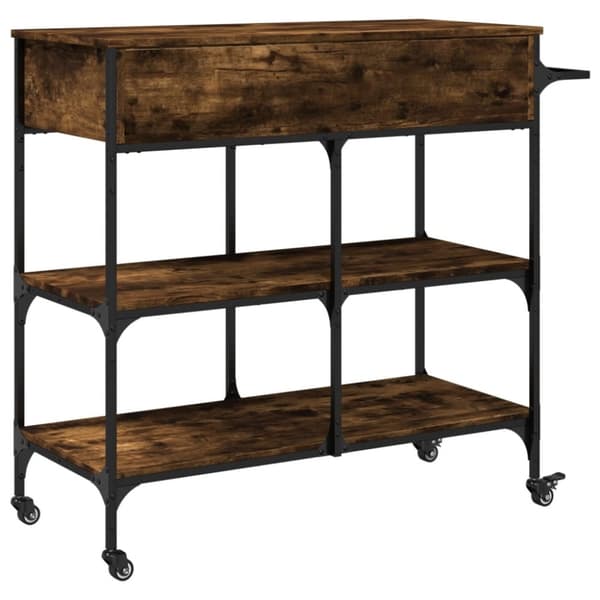 vidaXL køkkenvogn 105x42x95 cm konstrueret træ røget egetræsfarve