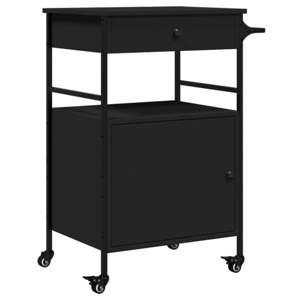 vidaXL Kjøkkentralle svart 56x43x89,5 cm konstruert tre