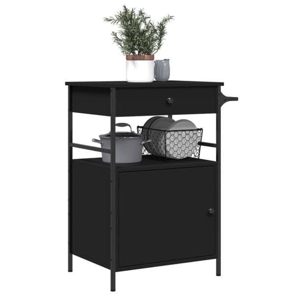 vidaXL køkkenvogn 56x43x89,5 cm konstrueret træ sort