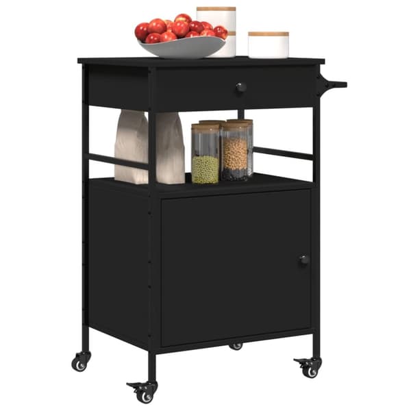 vidaXL køkkenvogn 56x43x89,5 cm konstrueret træ sort