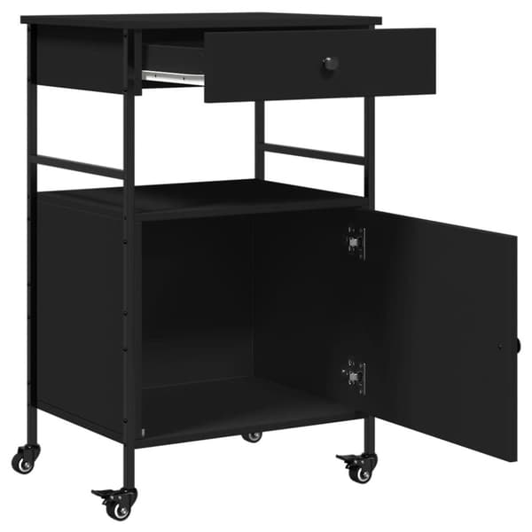 vidaXL køkkenvogn 56x43x89,5 cm konstrueret træ sort