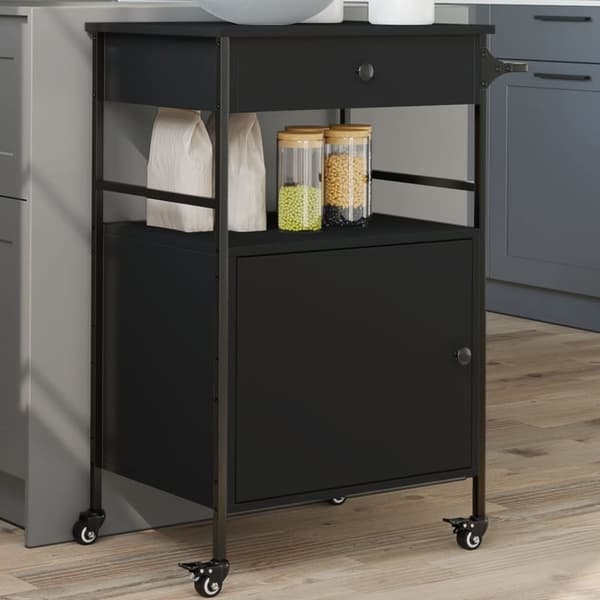 vidaXL køkkenvogn 56x43x89,5 cm konstrueret træ sort