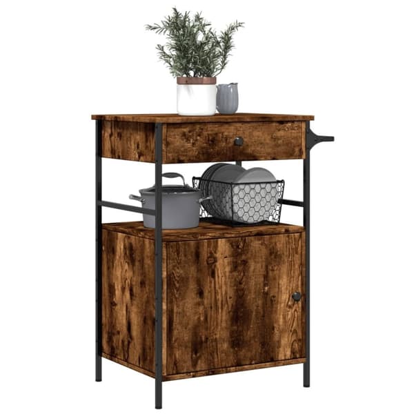 vidaXL Kjøkkentralle røkt eik 56x43x89,5 cm konstruert tre