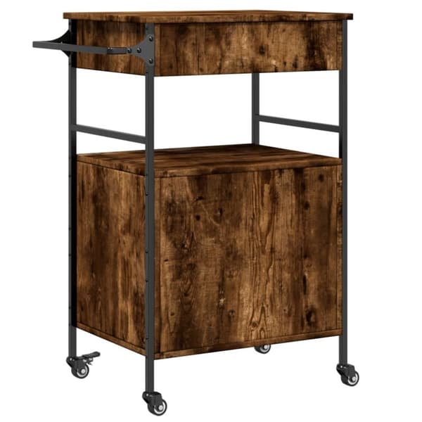 vidaXL Kjøkkentralle røkt eik 56x43x89,5 cm konstruert tre