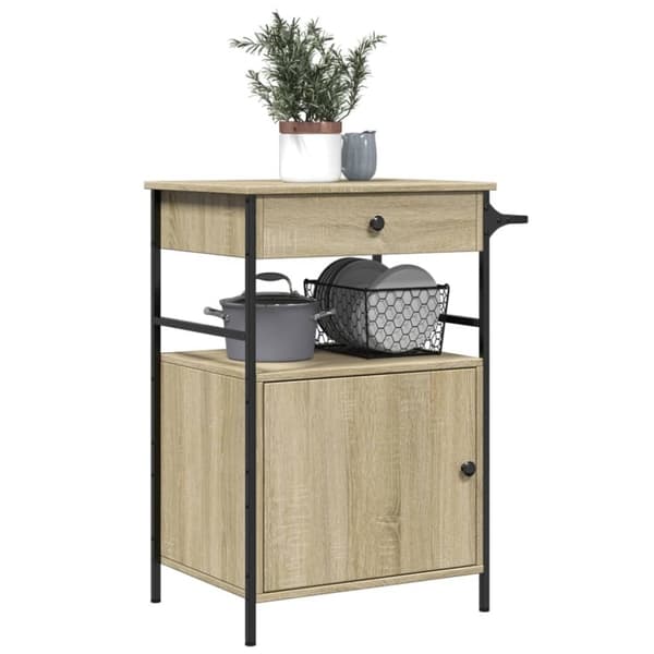 vidaXL køkkenvogn 56x43x89,5 cm konstrueret træ sonoma-eg