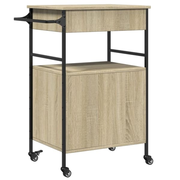 vidaXL køkkenvogn 56x43x89,5 cm konstrueret træ sonoma-eg