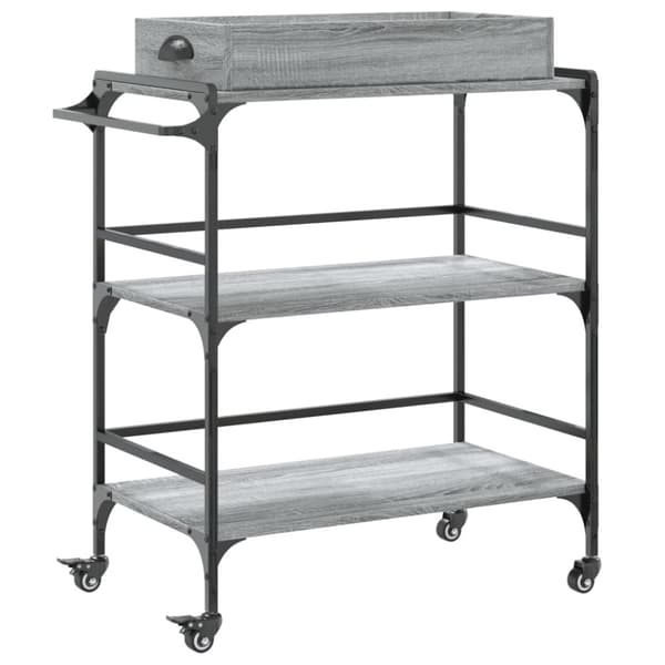 vidaXL køkkenvogn 81,5x41x92,5 cm konstrueret træ grå sonoma-eg