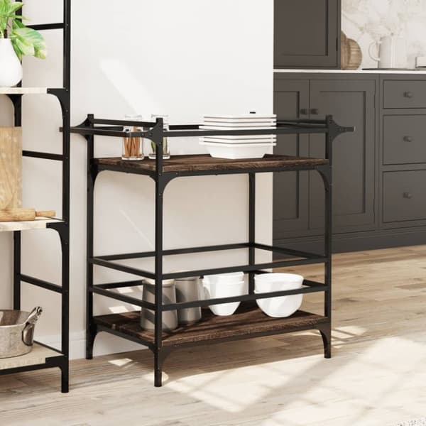 vidaXL Kjøkkentralle brun eik 82x40x78,5 cm konstruert tre