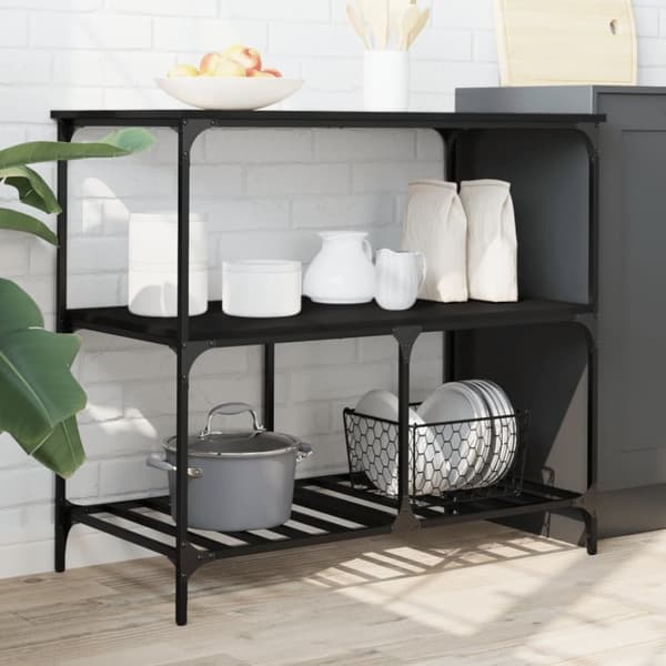 vidaXL køkkenvogn 100x50x95 cm konstrueret træ sort