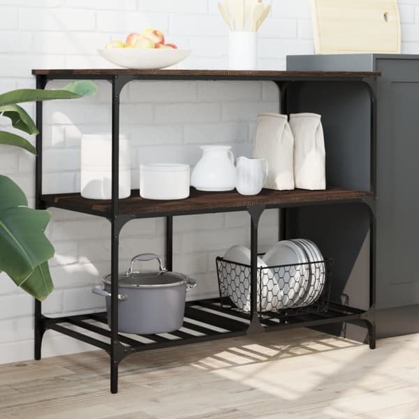 vidaXL Keittiövaunu ruskea tammi 100x50x95 cm tekninen puu