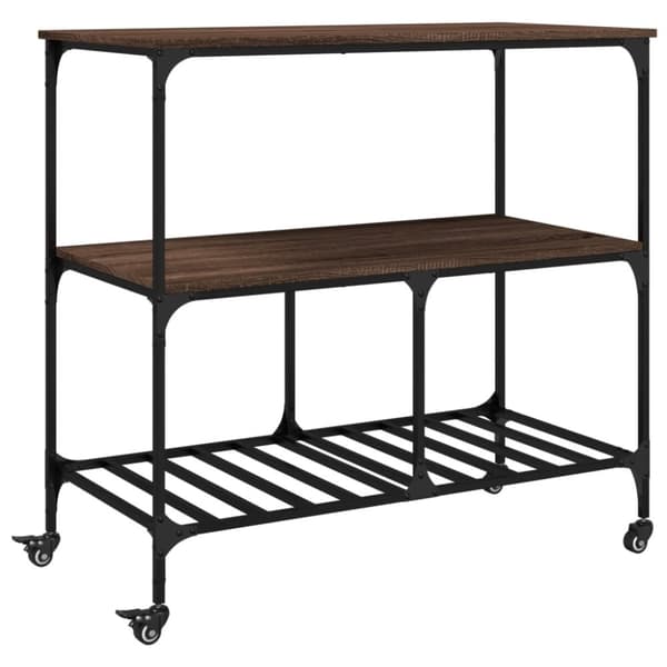vidaXL Keittiövaunu ruskea tammi 100x50x95 cm tekninen puu