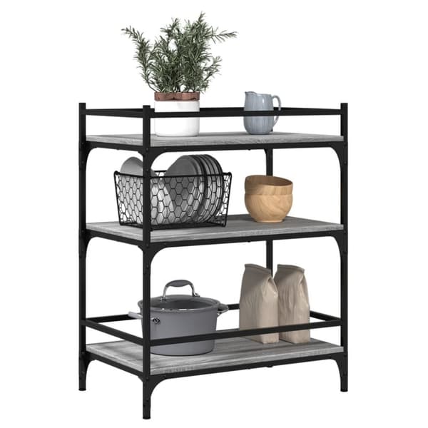 vidaXL Keittiövaunu harmaa Sonoma 65x40x86,5 cm tekninen puu