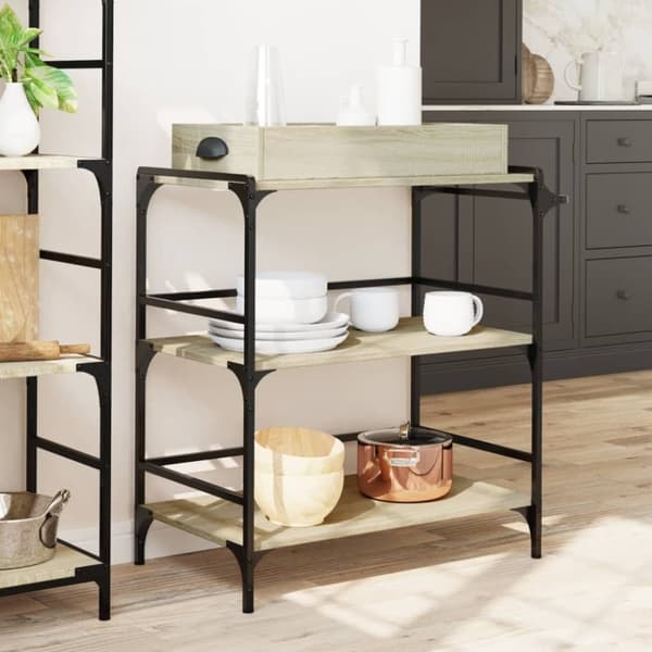vidaXL Köksvagn sonoma-ek 81,5x41x92,5 cm konstruerat trä