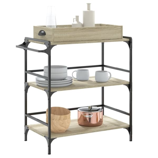 vidaXL Köksvagn sonoma-ek 81,5x41x92,5 cm konstruerat trä