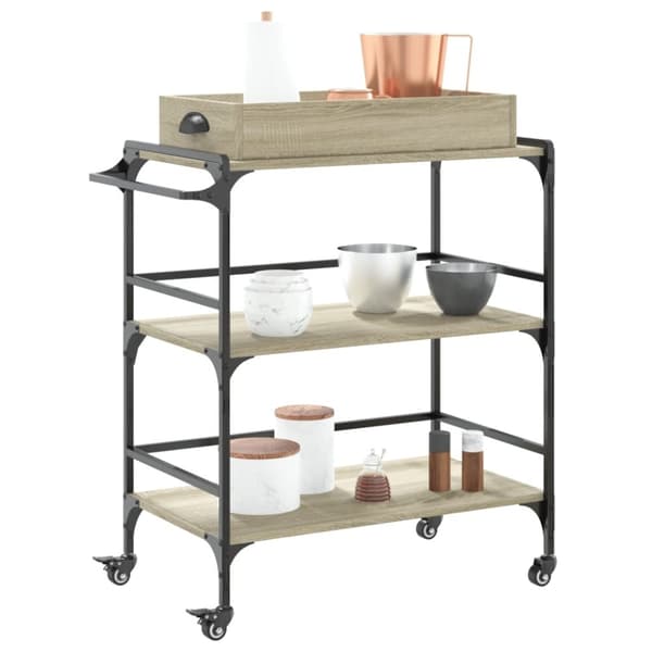 vidaXL Köksvagn sonoma-ek 81,5x41x92,5 cm konstruerat trä