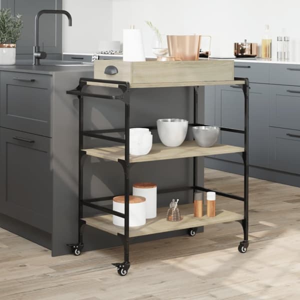 vidaXL Köksvagn sonoma-ek 81,5x41x92,5 cm konstruerat trä