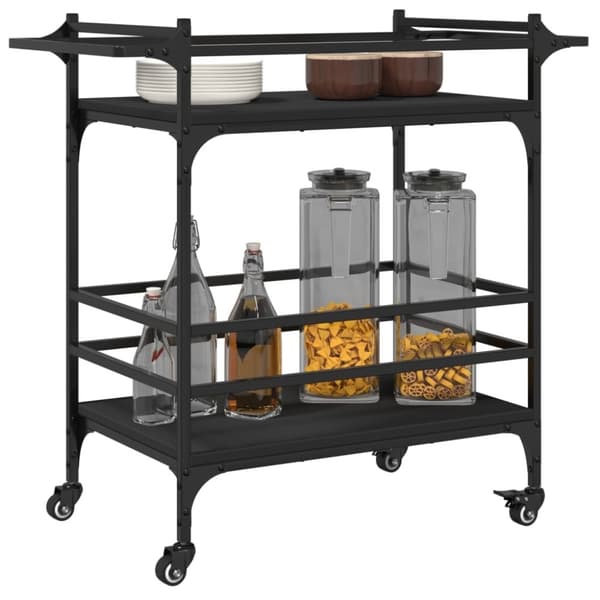 vidaXL køkkenvogn 82x40x78,5 cm konstrueret træ sort