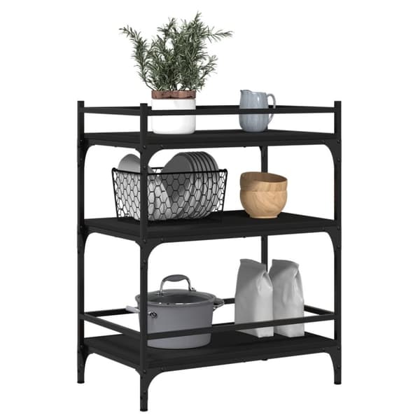 vidaXL køkkenvogn 65x40x86,5 cm konstrueret træ sort
