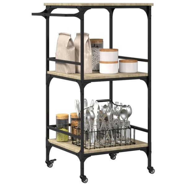 vidaXL køkkenvogn 60,5x50x105 cm konstrueret træ sonoma-eg