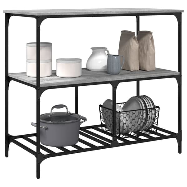 vidaXL Keittiövaunu harmaa Sonoma 100x50x95 cm tekninen puu
