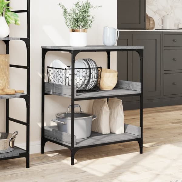 vidaXL Keittiövaunu harmaa Sonoma 60x41x80,5 cm tekninen puu