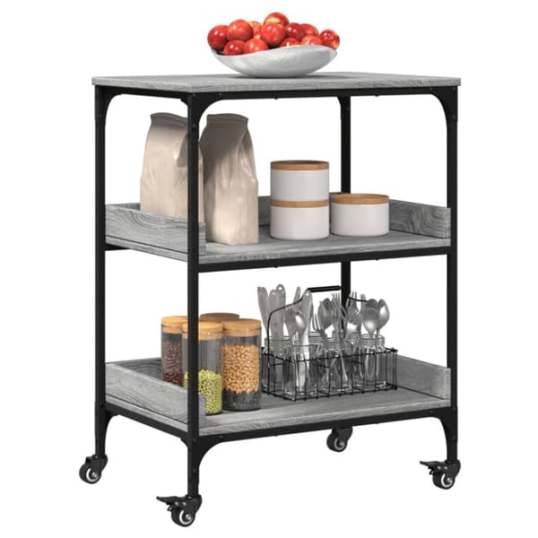 vidaXL Keittiövaunu harmaa Sonoma 60x41x80,5 cm tekninen puu