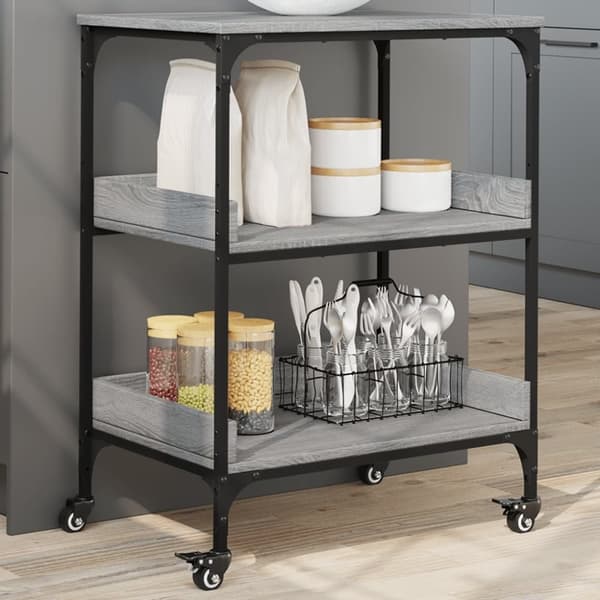 vidaXL Keittiövaunu harmaa Sonoma 60x41x80,5 cm tekninen puu