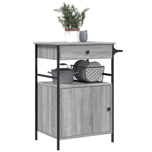 vidaXL Keittiövaunu harmaa Sonoma 56x43x89,5 cm tekninen puu