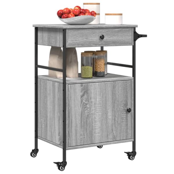 vidaXL Keittiövaunu harmaa Sonoma 56x43x89,5 cm tekninen puu