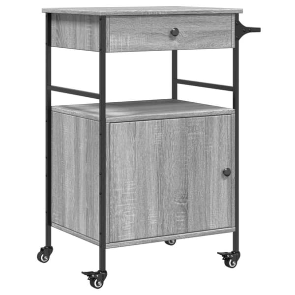 vidaXL Keittiövaunu harmaa Sonoma 56x43x89,5 cm tekninen puu