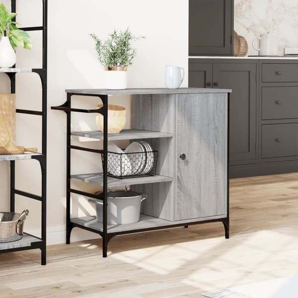 vidaXL køkkenvogn 87,5x38,5x84,5 cm konstrueret træ grå sonoma-eg