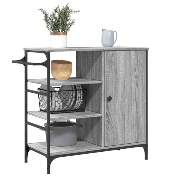 vidaXL køkkenvogn 87,5x38,5x84,5 cm konstrueret træ grå sonoma-eg