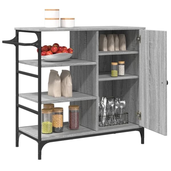 vidaXL køkkenvogn 87,5x38,5x84,5 cm konstrueret træ grå sonoma-eg