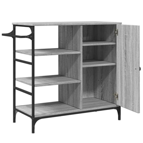 vidaXL køkkenvogn 87,5x38,5x84,5 cm konstrueret træ grå sonoma-eg