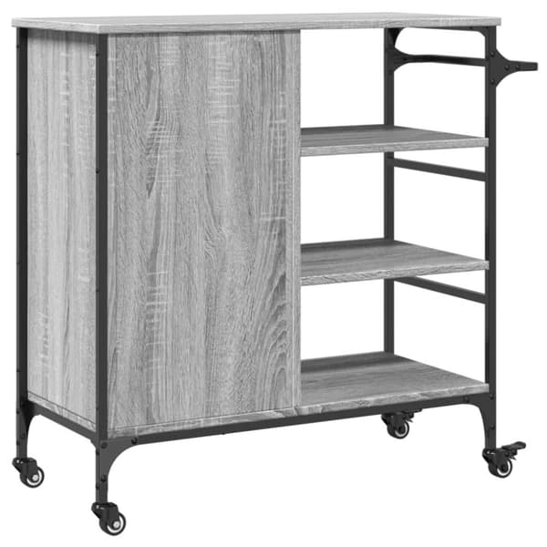 vidaXL køkkenvogn 87,5x38,5x84,5 cm konstrueret træ grå sonoma-eg