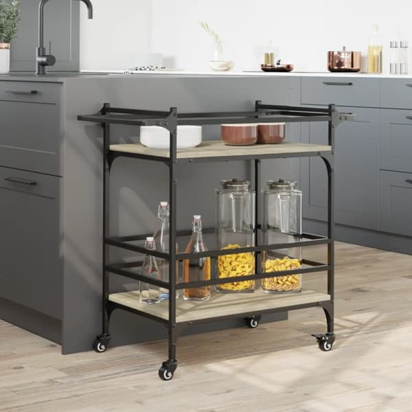 vidaXL køkkenvogn 82x40x78,5 cm konstrueret træ sonoma-eg