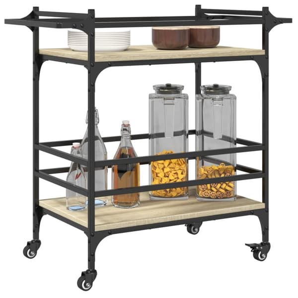 vidaXL køkkenvogn 82x40x78,5 cm konstrueret træ sonoma-eg