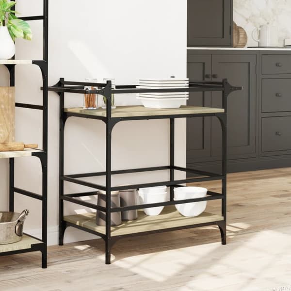 vidaXL køkkenvogn 82x40x78,5 cm konstrueret træ sonoma-eg