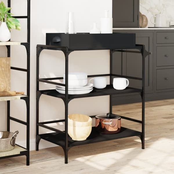 vidaXL Köksvagn svart 81,5x41x92,5 cm konstruerat trä