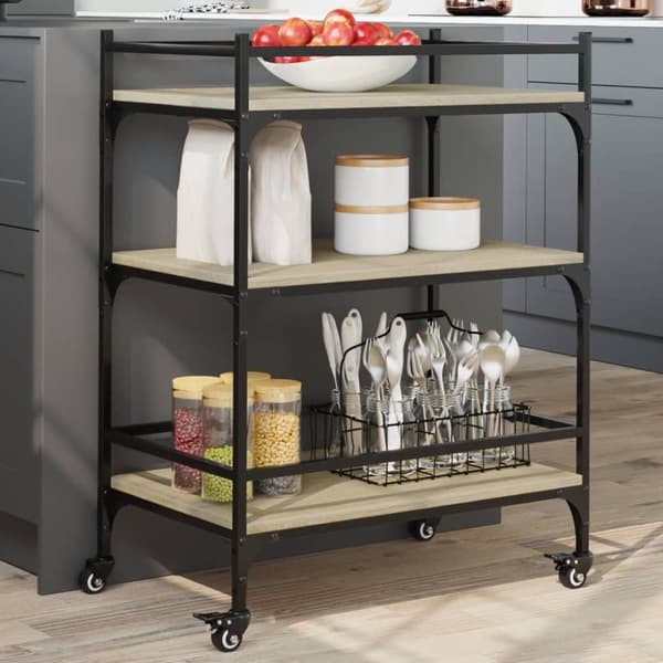 vidaXL køkkenvogn 65x40x86,5 cm konstrueret træ sonoma-eg