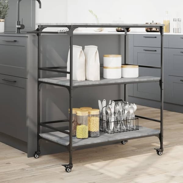 vidaXL Keittiövaunu harmaa Sonoma 100,5x50x105 cm tekninen puu
