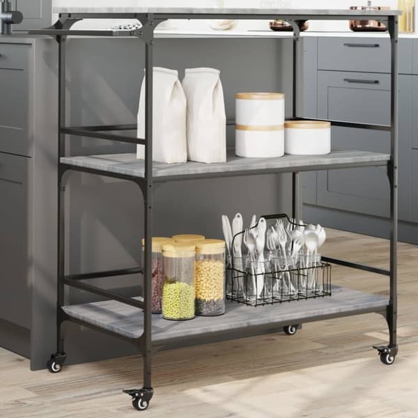 vidaXL Keittiövaunu harmaa Sonoma 100,5x50x105 cm tekninen puu