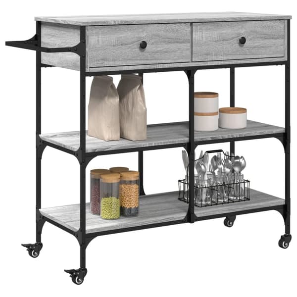 vidaXL Keittiövaunu harmaa Sonoma 105x42x95 cm tekninen puu