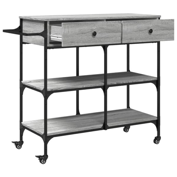 vidaXL Keittiövaunu harmaa Sonoma 105x42x95 cm tekninen puu