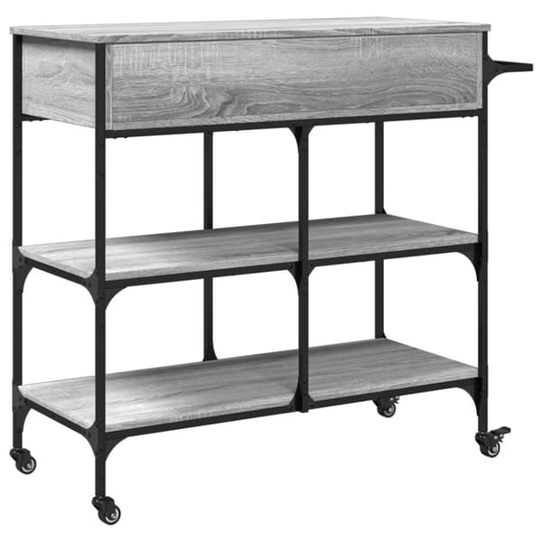 vidaXL Keittiövaunu harmaa Sonoma 105x42x95 cm tekninen puu