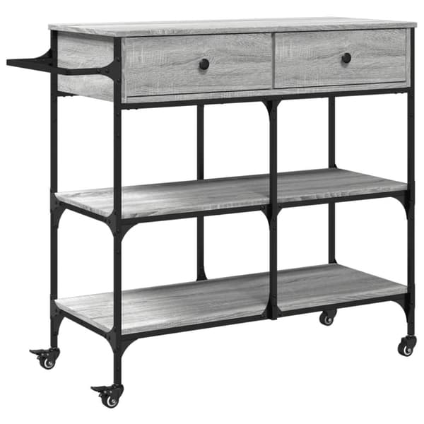 vidaXL Keittiövaunu harmaa Sonoma 105x42x95 cm tekninen puu