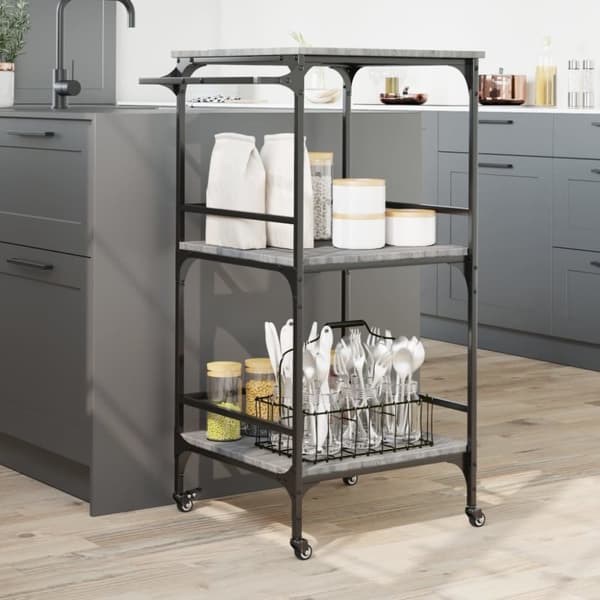 vidaXL køkkenvogn 60,5x50x105 cm konstrueret træ grå sonoma-eg