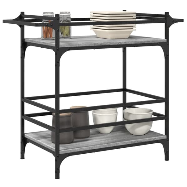 vidaXL Keittiövaunu harmaa Sonoma 82x40x78,5 cm tekninen puu