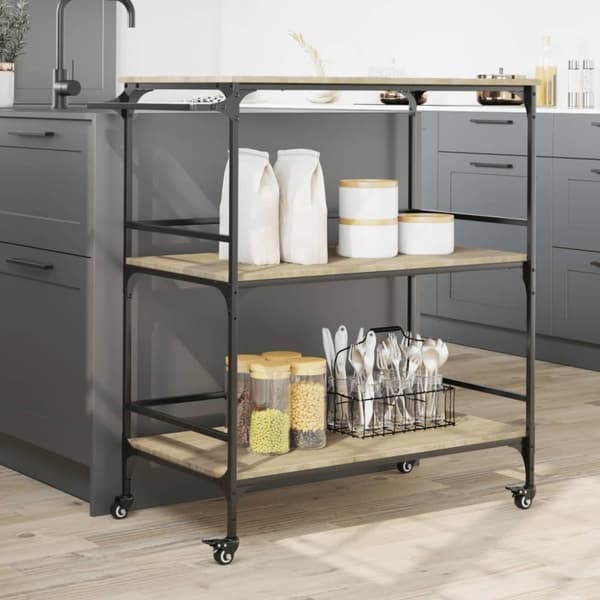vidaXL Köksvagn sonoma-ek 100,5x50x105 cm konstruerat trä