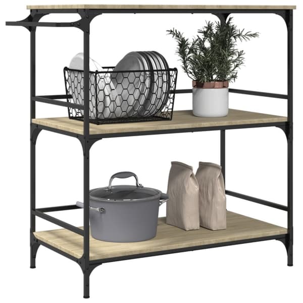 vidaXL køkkenvogn 100,5x50x105 cm konstrueret træ sonoma-eg